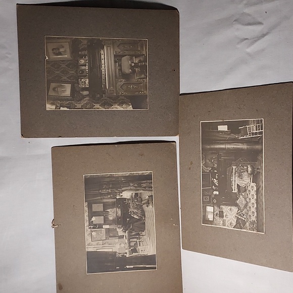 Antique Cabinet Card Photos of Living SittRoom of Home 1800s Burlington Vermont - Picture 1 of 12